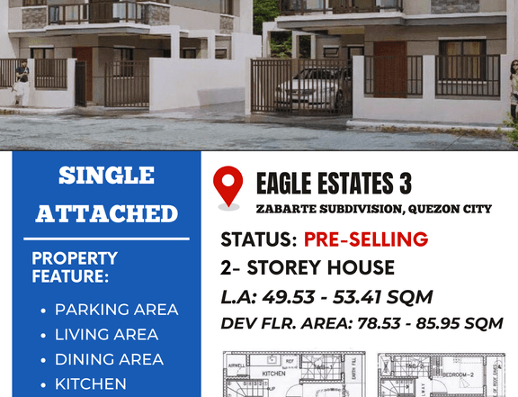3 Bedroom Single Attached House and Lot for Sale in Kaligayahan QC