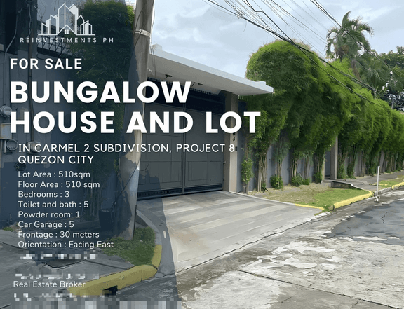 FOR SALE Bungalow HOUSE AND LOT IN Carmel 2,Congressional avenue, Project 8, Quezon City