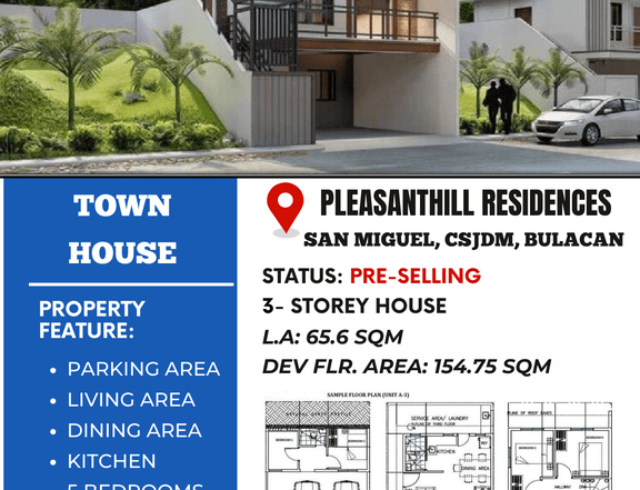 5-bedroom Townhouse For Sale in Brgy San Miguel, SJDM Bulacan