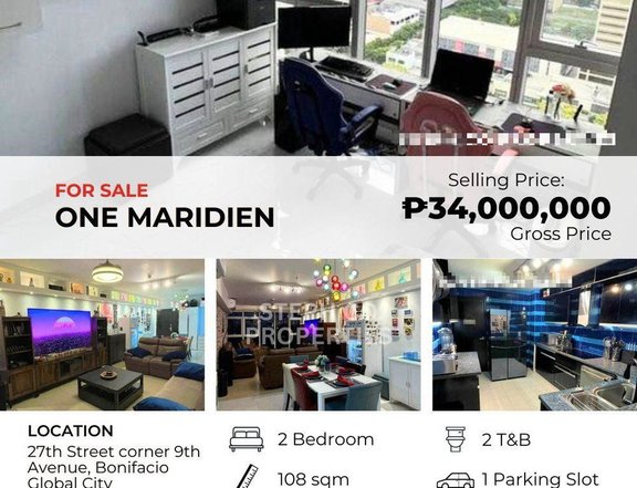 Fully Interiored BGC in One Maridien, Taguig, 2 Bedroom Unit