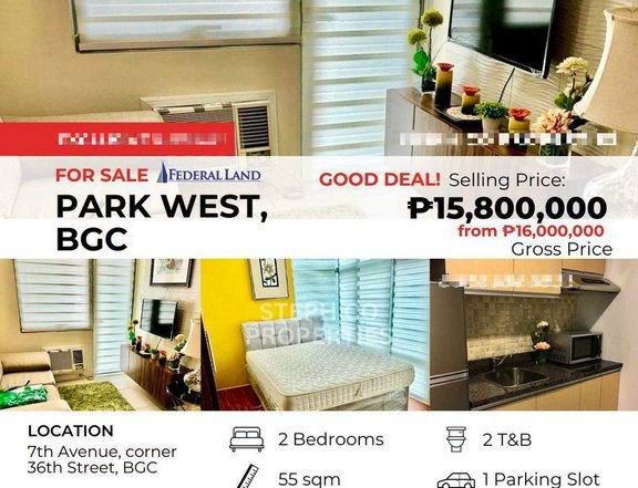 BGC 2-Bedroom at Park West, Taguig, for Sale near The Seasons Residences Mitsukoshi