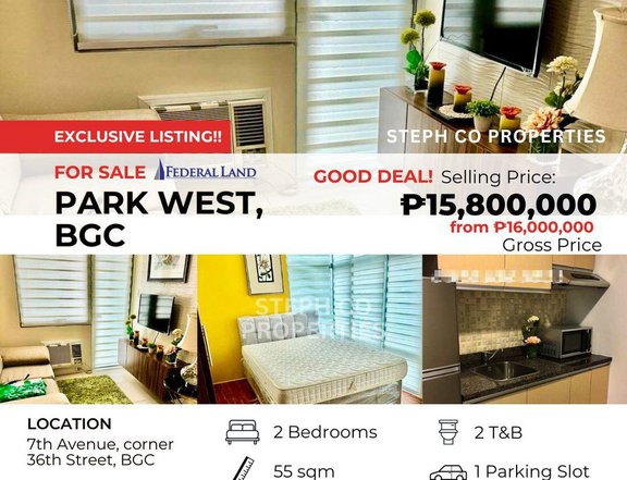 BGC 2-Bedroom at Park West, Taguig, for Sale near The Seasons Residences Mitsukoshi