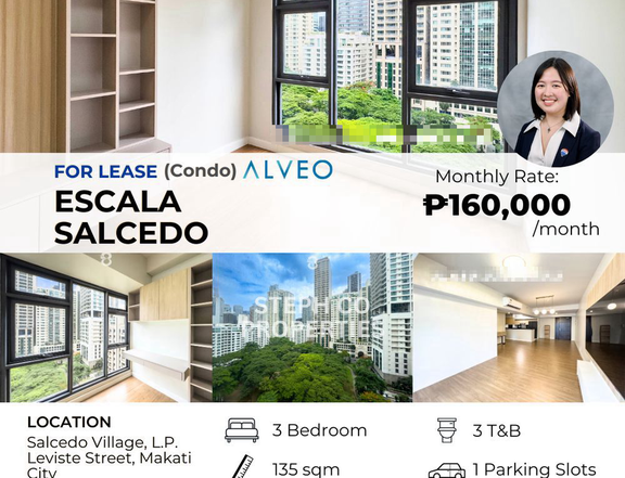 For Lease: Escala Salcedo, Makati, Fully Furnished Corner Unit Condo