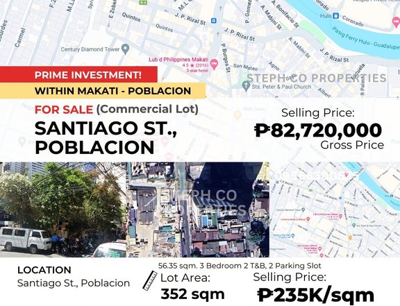 For Sale Prime Lot in Poblacion, Makati, close distance to Powerplant Rockwell and Century Mall