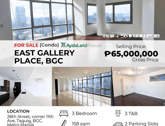 BGC Premium East Gallery Place, Ayala Land Premier - 3 Bedroom at Bonifacio Global City, For Sale