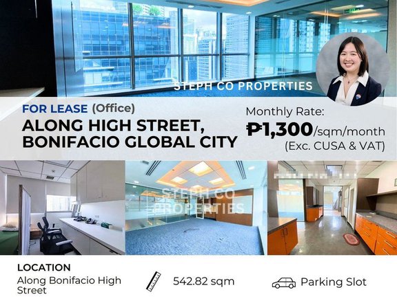 For Lease BGC Office 239 sqm Along High Street, Bonifacio Global City - Fully Furnished