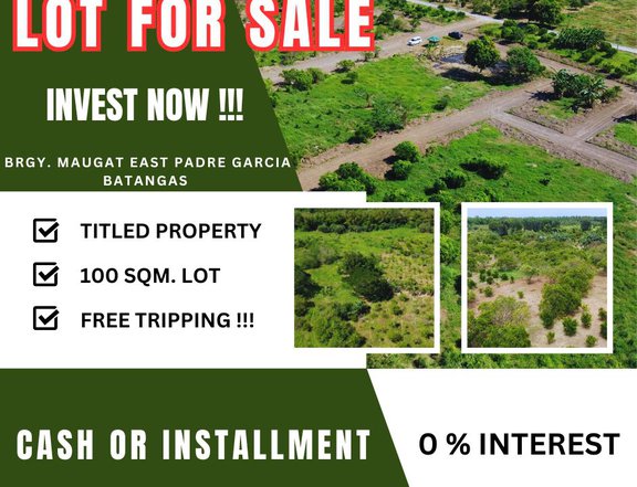 100 sqm Residential Lot For Sale in Padre Garcia Batangas