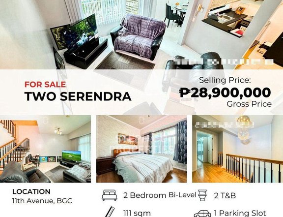 Spacious BGC 2 Bedroom Bi-Level at Two Serendra, Bonifacio Global City