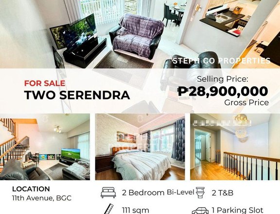 Spacious BGC 2 Bedroom Bi-Level at Two Serendra, Bonifacio Global City