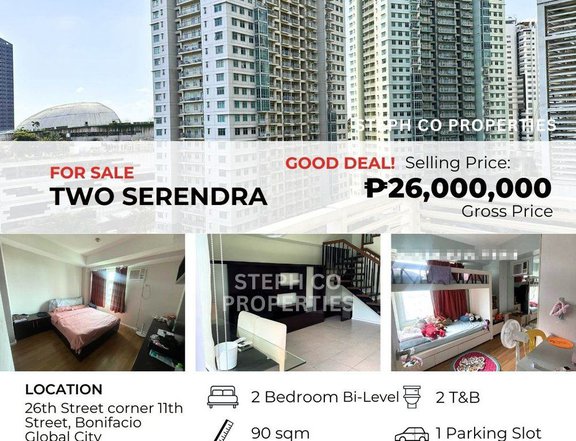 Good Deal! BGC Two Serendra 2 Bedroom Bi-Level in Bonifacio Global