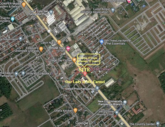 FOR SALE COMMERCIAL LOT IN PAMPANGA ALONG MAC ARTHUR HIGHWAY ACROSS OUR LADY OF MT. CARMEL