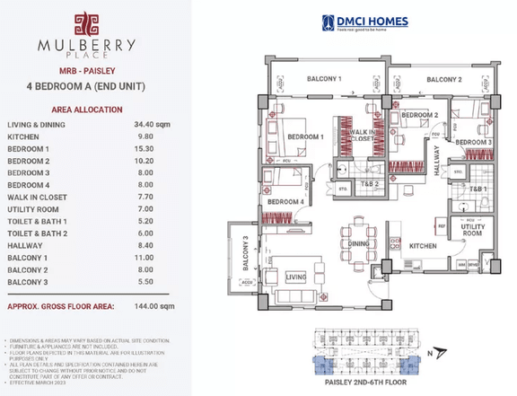 144.00 sqm 4-bedroom Condo For Sale in Taguig Metro Manila