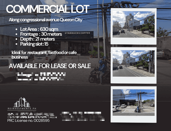 FOR SALE Prime Commercial Lot For Sale along Congressional Avenue, Quezon City