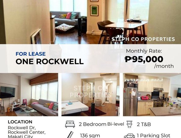 Spacious One Rockwell, East Tower, 2-Bedroom, Makati for Lease