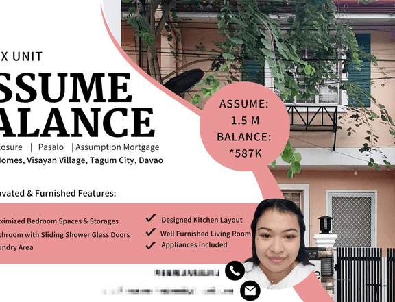 Pre-foreclosure 3-bedroom Duplex  For Assume in Tagum Davao del Norte