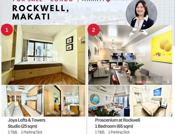 For Sale! Rockwell, Makati 2 or 1 Bedroom, Studio, Proscenium Residences, Lincoln, Joya Lofts Towers