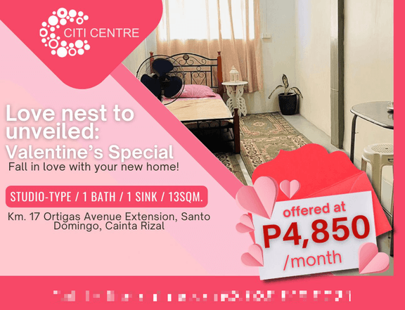 Ortigas Avenue Extension Unfurnished Studio Apartments for Rent