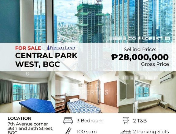 BGC The Seasons Residences View, 3 Bedroom for Sale at Central Park West, Bonifacio Global City