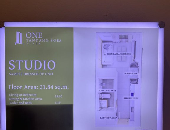 21.84 sqm Studio Condo For Sale in One Tandang Sora Place - Quezon City / QC Metro Manila