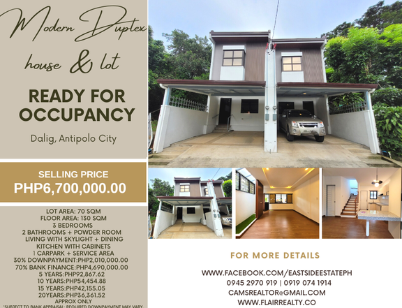READY FOR OCCUPANCY MODERN DUPLEX HOUSE AND LOT IN ANTIPOLO CITY