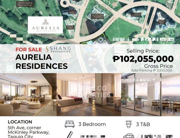 Luxury BGC Shangri-la Aurelia Residences for Sale 3BR Bonifacio Global (Direct Buyers only)