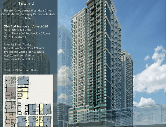 Prime 2 Bedroom Condominium for sale turn over June 2024 in Makati