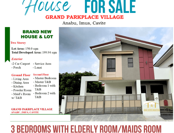 HOUSE AND LOT  FOR SALE IN THE GRAND PARKPLACE VILLAGE IMUS CAVITE