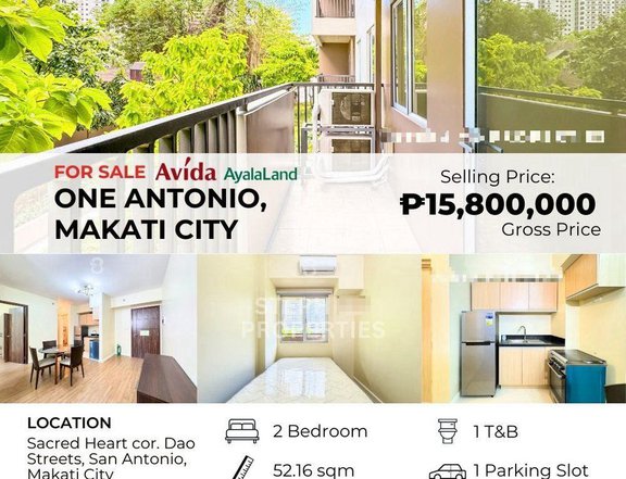 Makati San Antonio 2-Bedroom Condo at One Antonio, Makati, for Sale by Avida