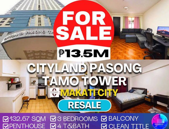 Cityland Pasong Tamo Tower For Sale 132.67 sqm 3BR|4T&Bath with balcony Clean Title in Makati City