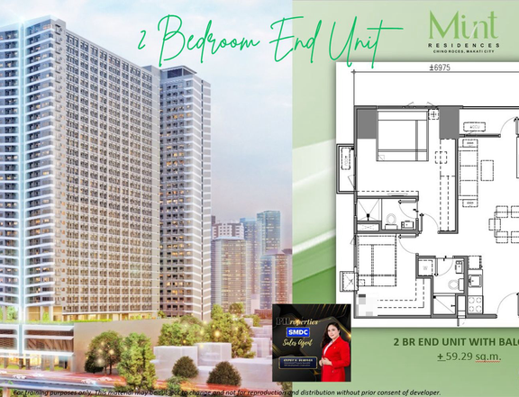 59.29 sqm 2-bedroom Residential Condo For Sale in Makati