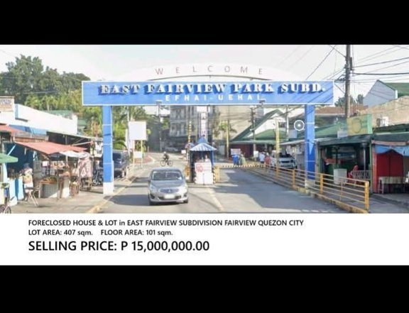 -Foreclosed house & lot 4 sale- East Fairview Subd. Brgy Fairview Quezon City   09984687183