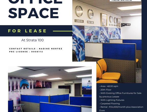 Commercial Office For Lease At Strata 100, Pasig