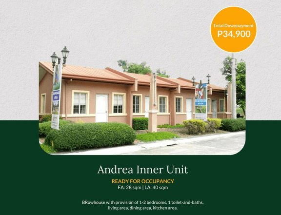 34K RFO "Andrea Inner"-Rowhouse, 1-2BR in Carcar City