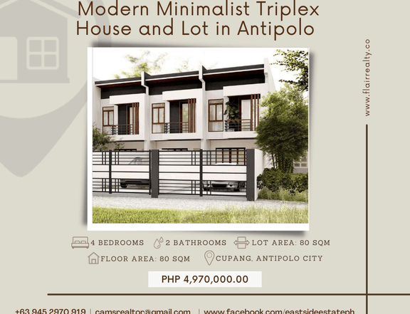 Modern Minimalist Triplex House and Lot in Antipolo Near SM Masinag