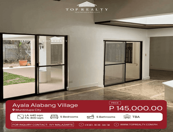 5BR House and Lot for Rent in Ayala Alabang Village, Muntinlupa City