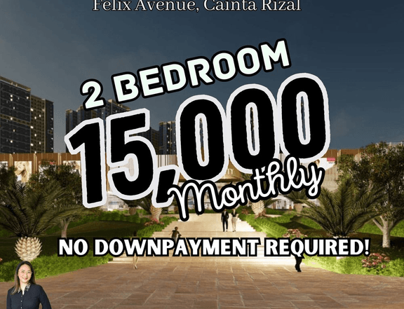46.00 sqm 2-bedroom 15k Monthly ONLY Condo For Sale in Cainta Rizal