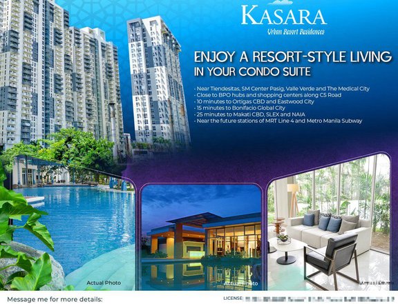 RENT TO OWN Ready for Occupancy condo units in KASARA URBAN RESORT RESIDENCES PASIG CITY