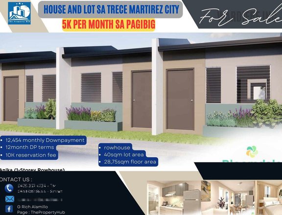 5,637 pesos monthly for a Row House in Trece martirez City