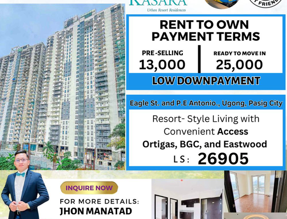 Move-In 25K MO. 2-bedroom 56 sqm Condo For Sale in Pasig Metro Manila