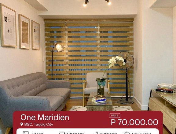 59.00 sqm 1-bedroom Condo For Rent in BGC, Taguig City at One Maridien