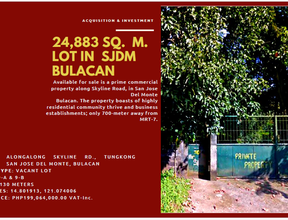 2.49 hectares Commercial Lot For Sale By Owner in San Jose del Monte