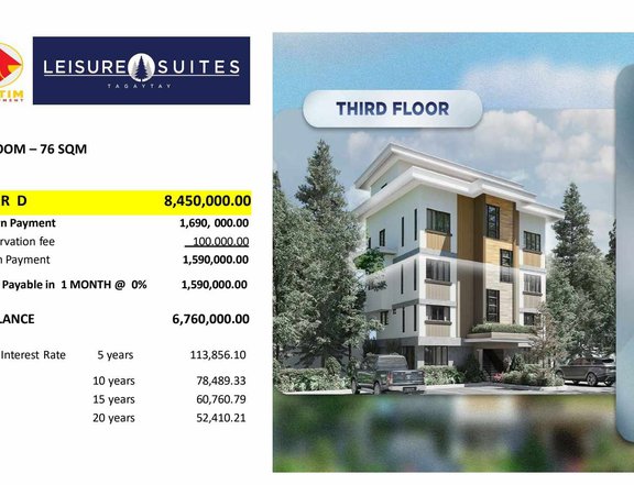 76.00 sqm 2-Br. Condo w/ Parking For Sale in Tagaytay Cavite