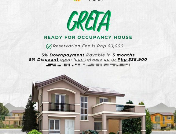 5-bedroom Single Attached House For Sale in Capas Tarlac