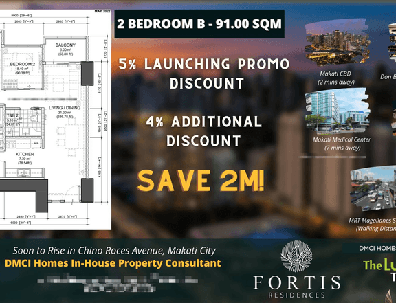 91.00 sqm 2-bedroom Condo | Fortis Residences by DMCI Homes Exclusive