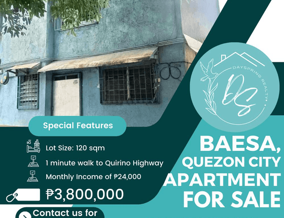 Apartment for Sale in Baesa, Quezon City for 3.8M ONLY