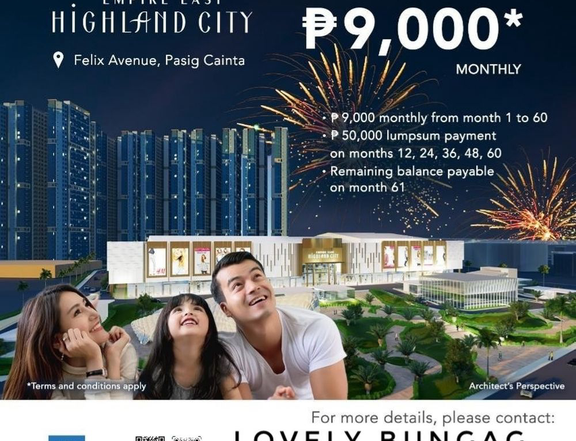 9k MONTHLY for 1bedroom Unit! 5yrs to pay 0% INTEREST!