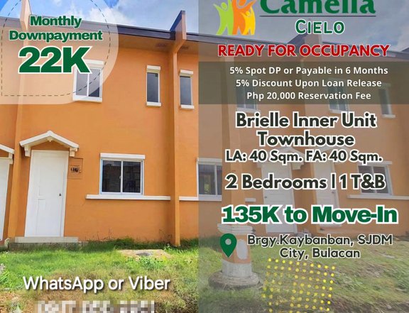 READY FOR OCCUPANCY LIPAT AGAD 2-bedroom Townhouse For Sale in San Jose del Monte Bulacan