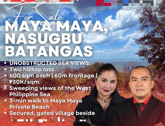 600 sqm Hilltop Lots For Sale with Stunning Sea Views in Maya Maya Subdivision Nasugbu, Batangas