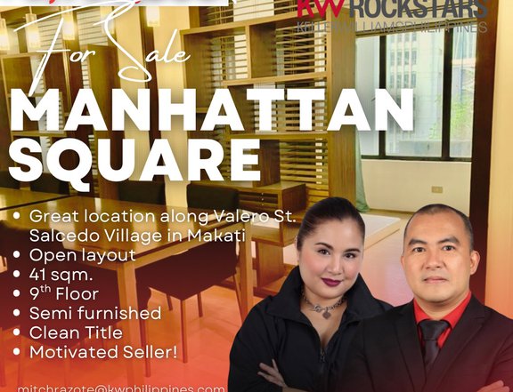 Spacious, Furnished 1 Bedroom Unit For Sale at Manhattan Square Salcedo Village Makati
