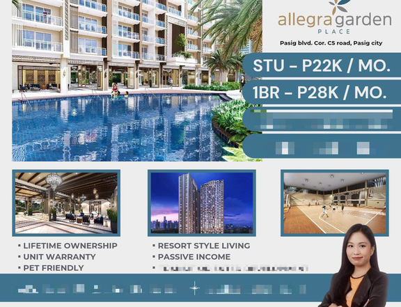 For Sale - Allegra Garden Place Condo For Sale in Pasig 1 Bedroom Preselling near BGC